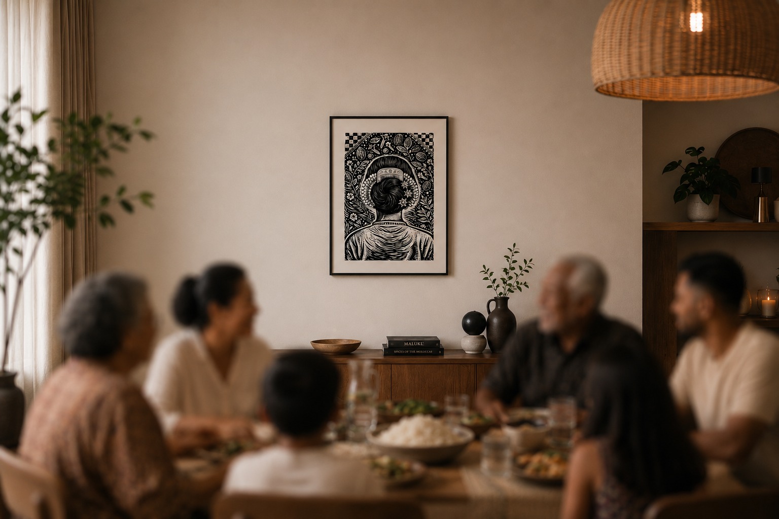 Lines of Maluku print gestyled in een interieur